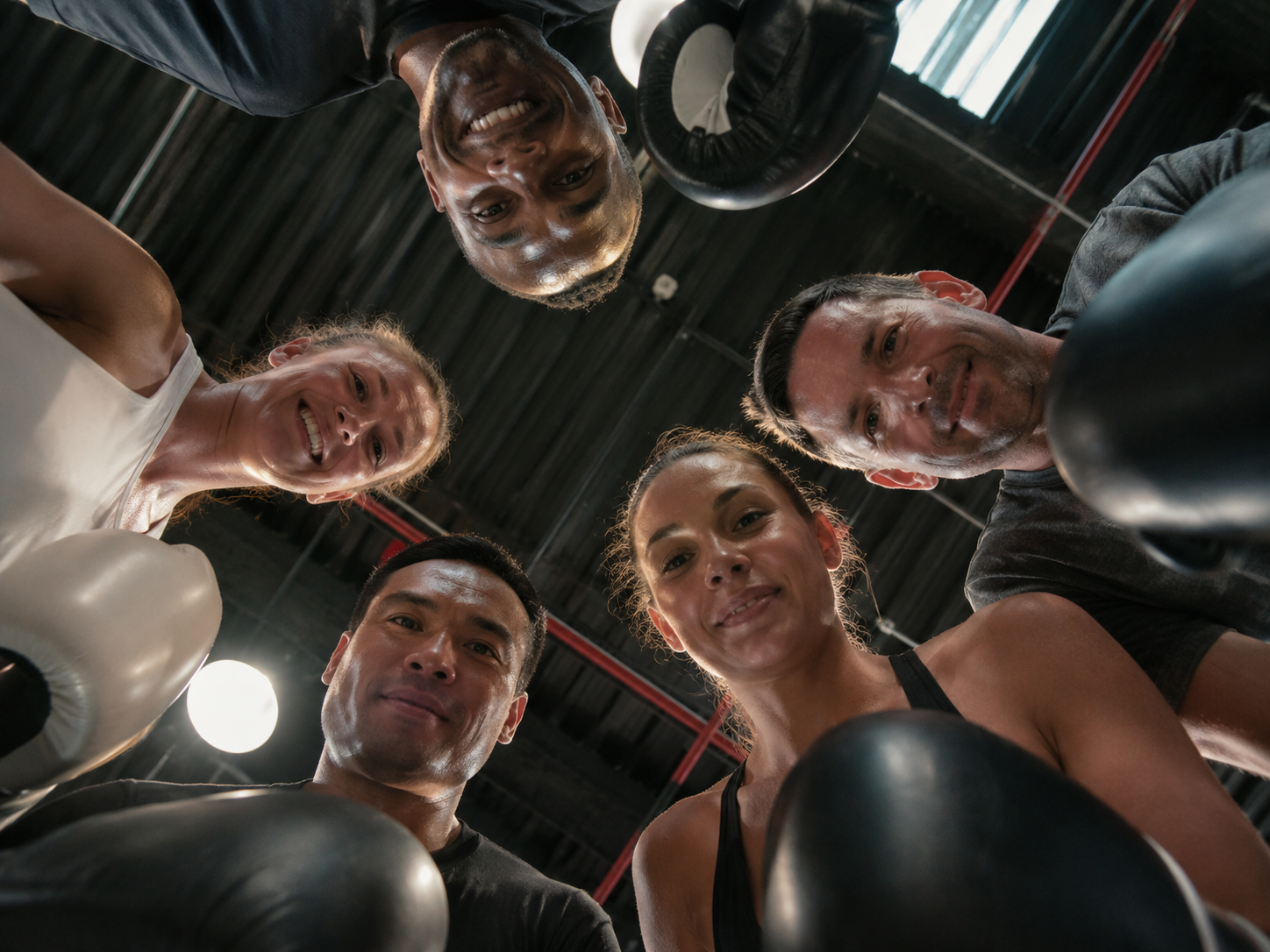 Séance collective de sport de combat encadrée par un coach